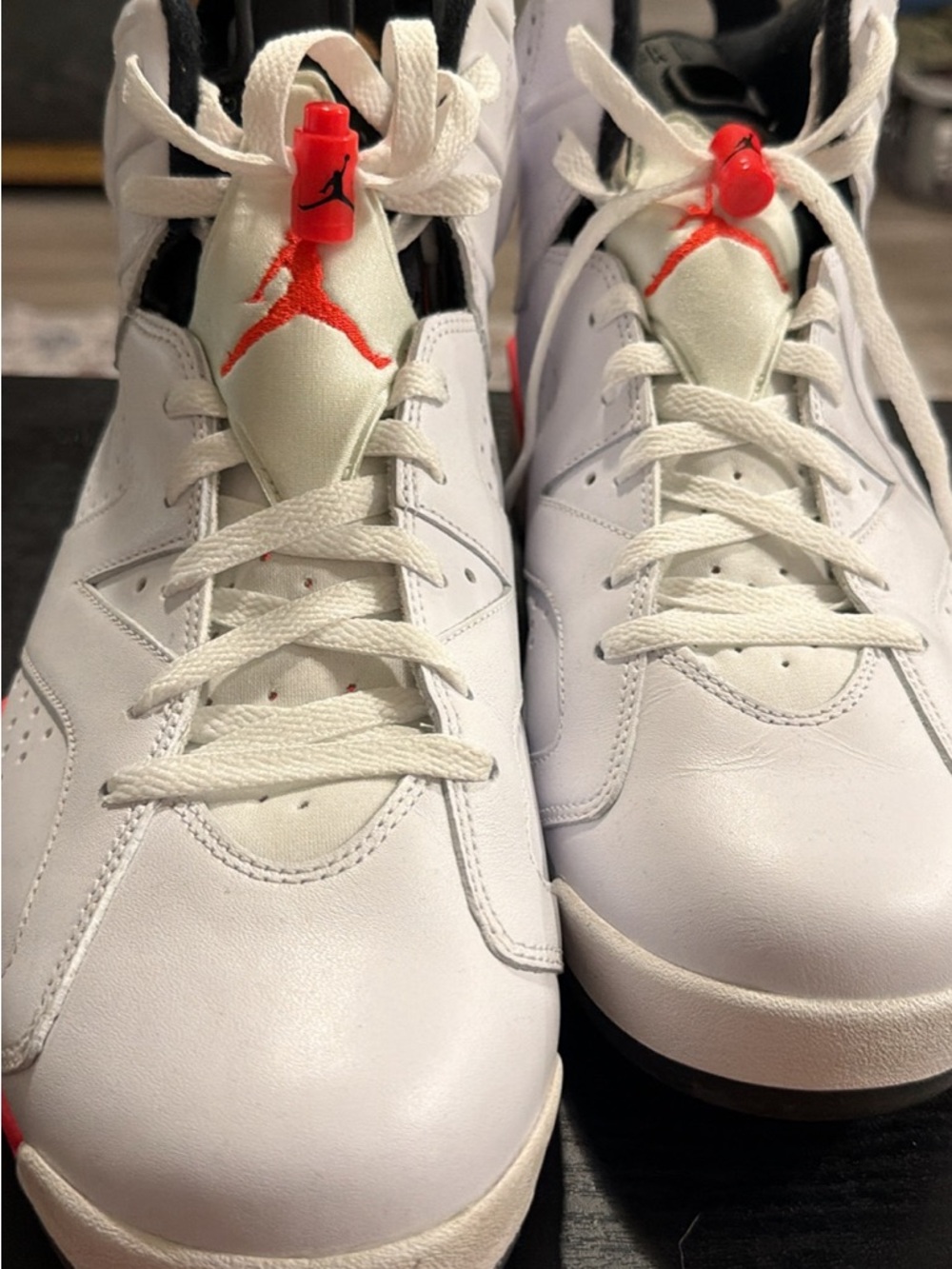 Jordan White Sneakers with Red Jumpman Accents